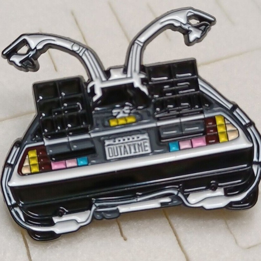 "OUTATIME" Back To The Future Lapel Pin Retro 80s